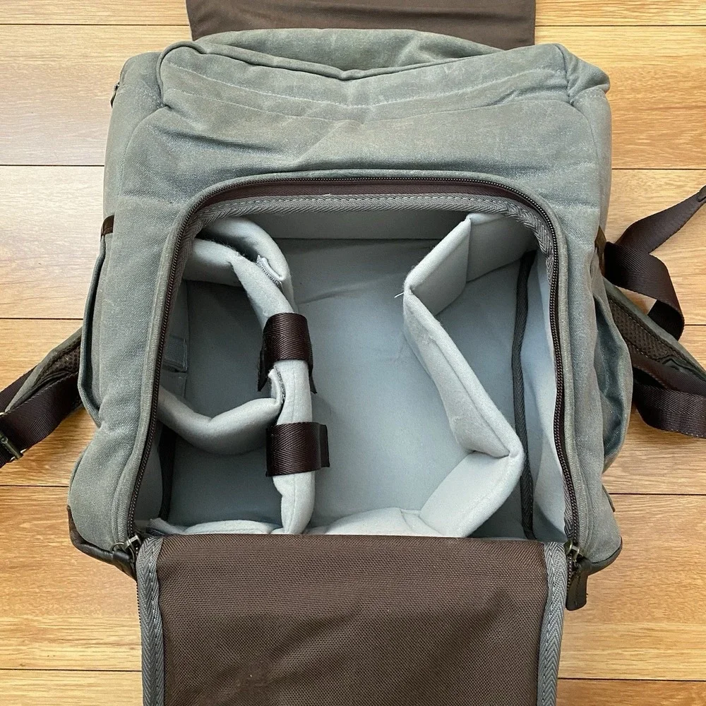 ONA Camps Bay Camera Backpack Smoke – Premium Leather & Waxed Canvas